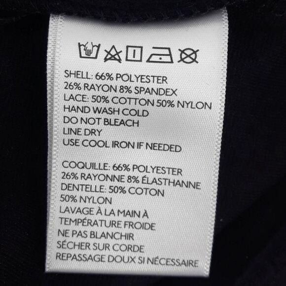 CO Lace Illusion Neckline Short Sleeve‎ Crew Neck Stretch Mini Dress Black Sz S - Picture 9 of 9